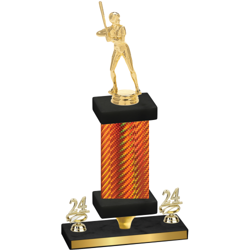 Premium Single Orange Carbon Fiber Year Softball Trophy
