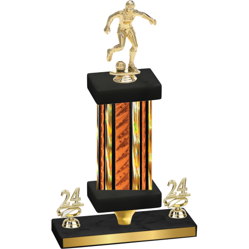 Premium Single Orange Glacier Year Soccer Trophy