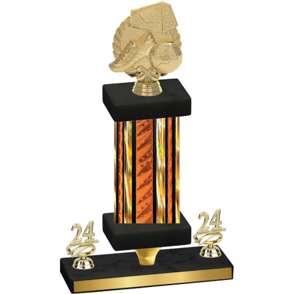 Premium Single Orange Glacier Year Soccer Trophy