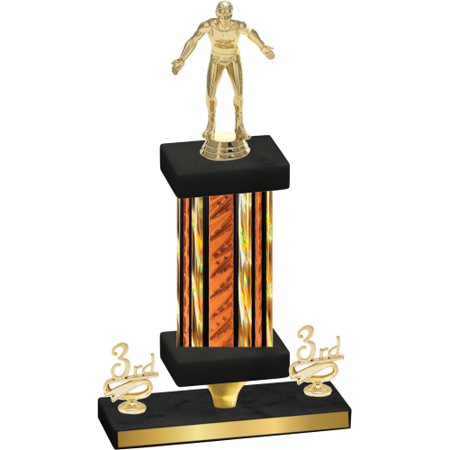 Premium Single Orange Glacier Third Place Wrestling Trophy