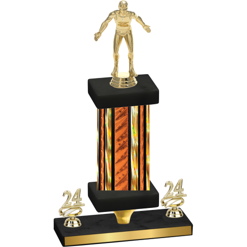 Premium Single Orange Glacier Year Wrestling Trophy