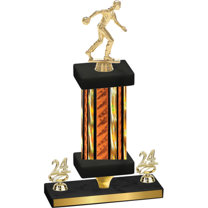 Premium Single Orange Glacier Year Bowling Trophy