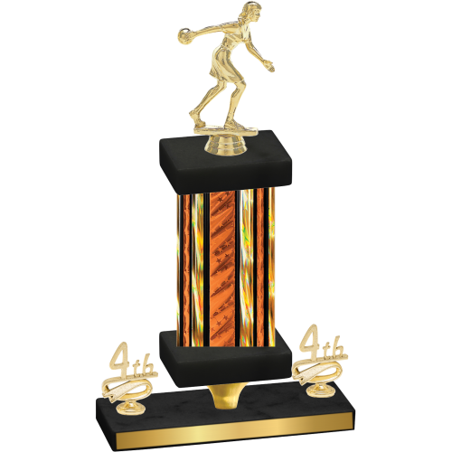 Premium Single Orange Glacier Fourth Place Bowling Trophy