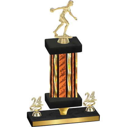 Premium Single Orange Glacier Year Bowling Trophy