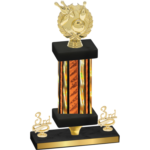 Premium Single Orange Glacier Third Place Bowling Trophy