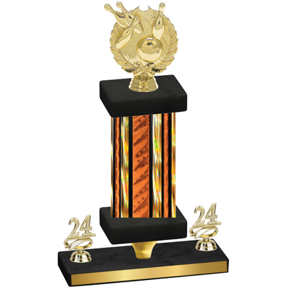 Premium Single Orange Glacier Year Bowling Trophy