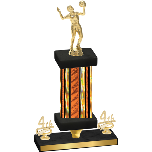 Premium Single Orange Glacier Fourth Place Volleyball Trophy