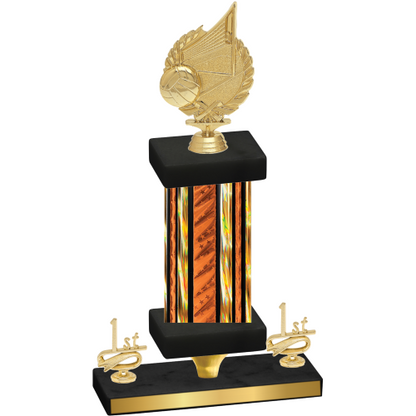 Premium Single Orange Glacier First Place Volleyball Trophy