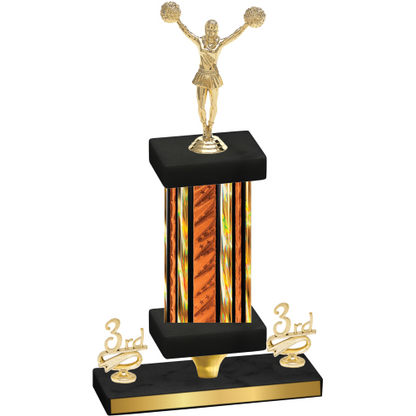 Premium Single Orange Glacier Third Place Cheerleading Trophy