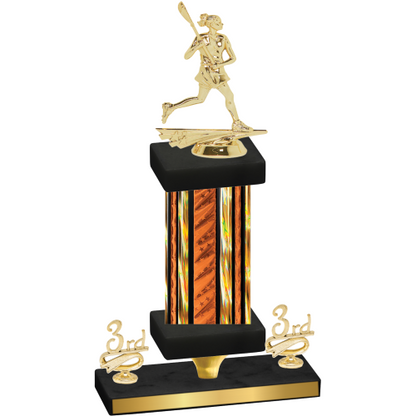 Premium Single Orange Glacier Third Place Lacrosse Trophy