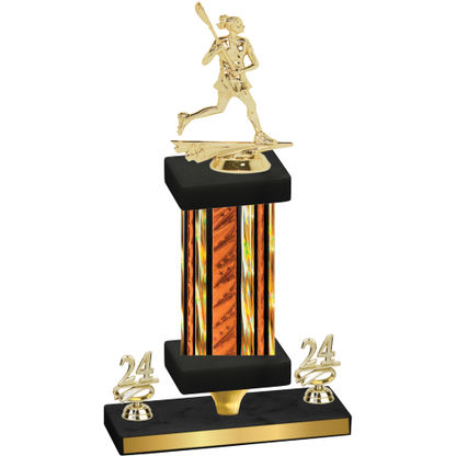 Premium Single Orange Glacier Year Lacrosse Trophy