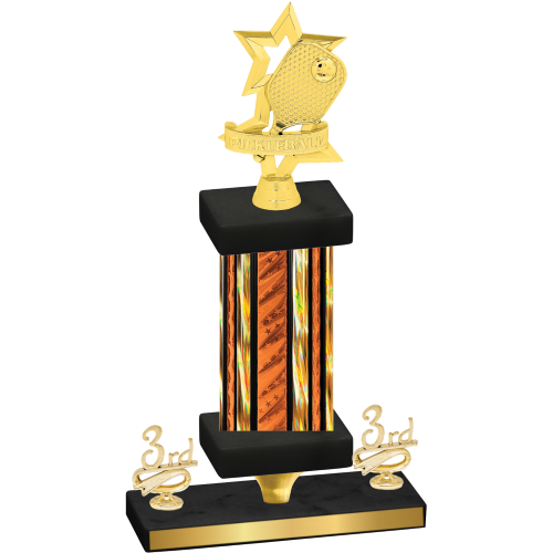 Premium Single Orange Glacier Third Place Pickleball Trophy