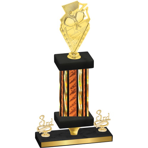 Premium Single Orange Glacier Third Place Pickleball Trophy