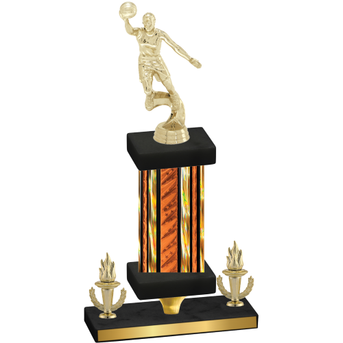 Premium Single Orange Glacier Victory Basketball Trophy