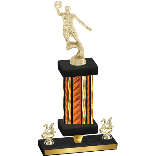 Premium Single Orange Glacier Year Basketball Trophy