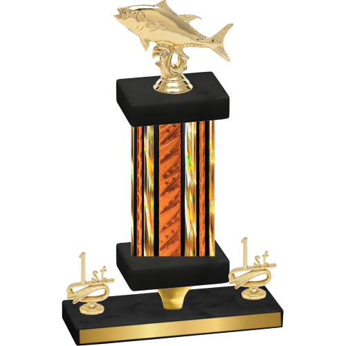 Premium Single Orange Glacier First Place Fishing Trophy