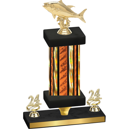 Premium Single Orange Glacier Year Fishing Trophy