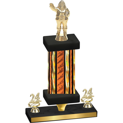 Premium Single Orange Glacier Year Holiday Trophy