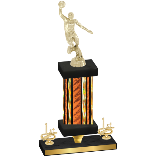 Premium Single Orange Glacier First Place Basketball Trophy