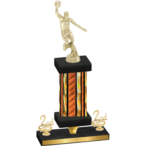 Premium Single Orange Glacier Second Place Basketball Trophy