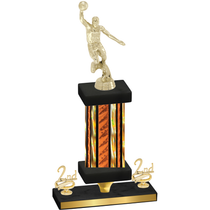 Premium Single Orange Glacier Second Place Basketball Trophy