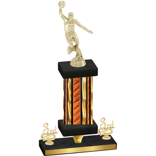 Premium Single Orange Glacier Third Place Basketball Trophy