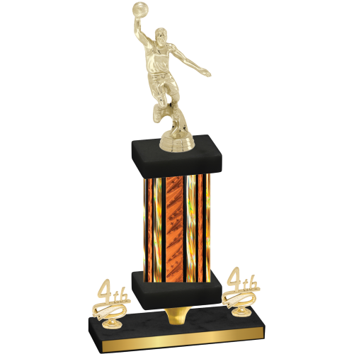 Premium Single Orange Glacier Fourth Place Basketball Trophy