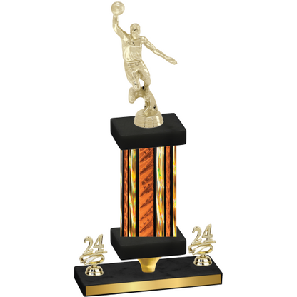 Premium Single Orange Glacier Year Basketball Trophy