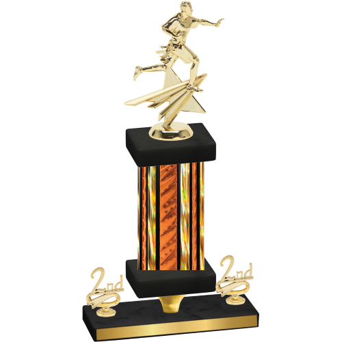Premium Single Orange Glacier Second Place Flag Football Trophy
