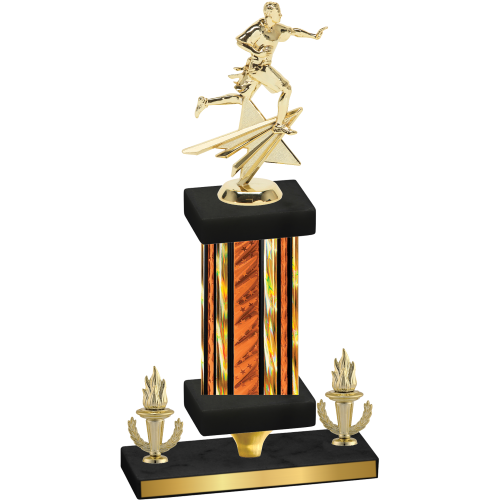 Premium Single Orange Glacier Victory Flag Football Trophy