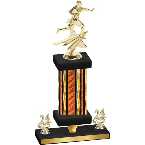 Premium Single Orange Glacier Year Flag Football Trophy