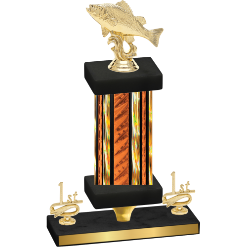Premium Single Orange Glacier First Place Fishing Trophy