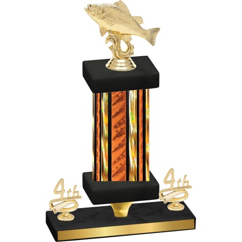Premium Single Orange Glacier Fourth Place Fishing Trophy