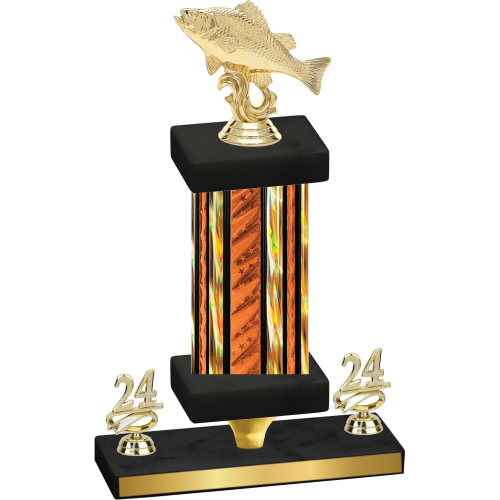 Premium Single Orange Glacier Year Fishing Trophy