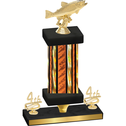 Premium Single Orange Glacier Fourth Place Fishing Trophy