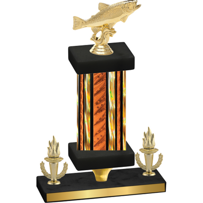 Premium Single Orange Glacier Victory Fishing Trophy