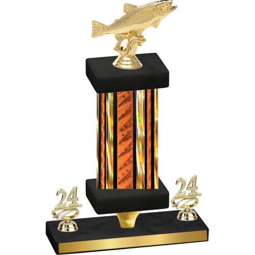 Premium Single Orange Glacier Year Fishing Trophy