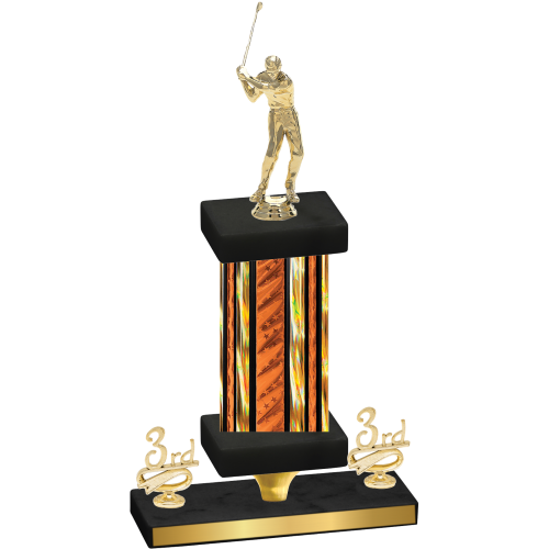 Premium Single Orange Glacier Third Place Golf Trophy