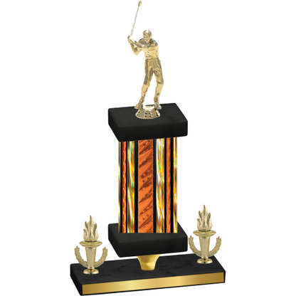 Premium Single Orange Glacier Victory Golf Trophy