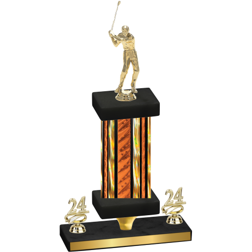 Premium Single Orange Glacier Year Golf Trophy