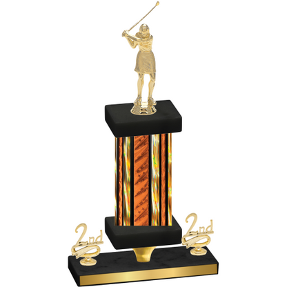 Premium Single Orange Glacier Second Place Golf Trophy