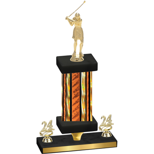 Premium Single Orange Glacier Year Golf Trophy