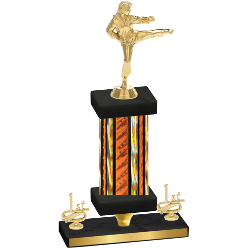 Premium Single Orange Glacier First Place Karate Trophy