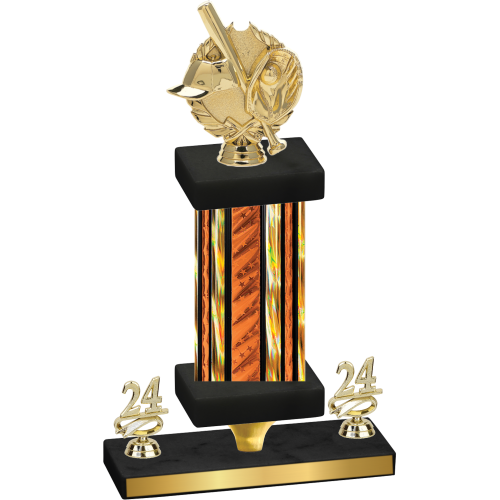 Premium Single Orange Glacier Year Baseball Trophy