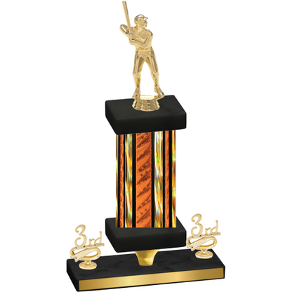 Premium Single Orange Glacier Third Place Baseball Trophy