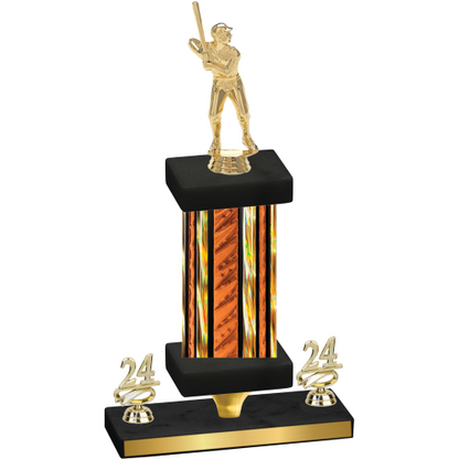 Premium Single Orange Glacier Year Baseball Trophy