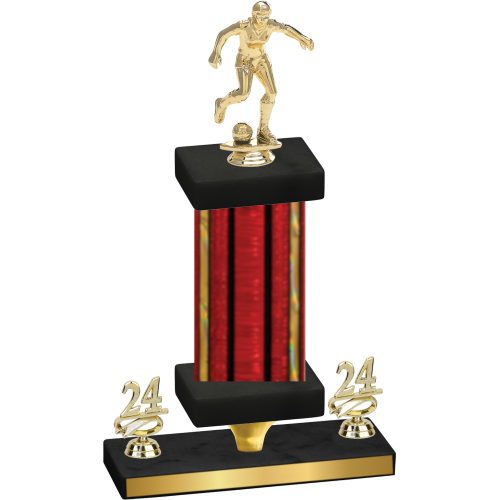 Premium Single Red Glacier Year Soccer Trophy