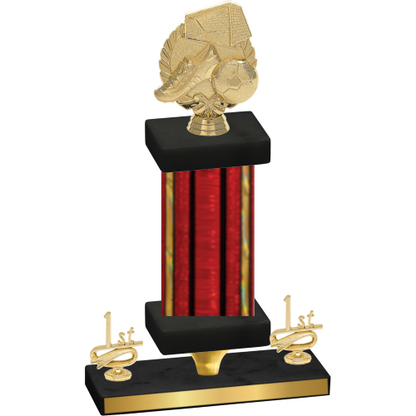 Premium Single Red Glacier First Place Soccer Trophy