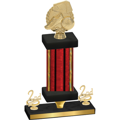 Premium Single Red Glacier Second Place Soccer Trophy