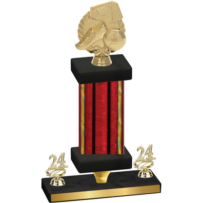 Premium Single Red Glacier Year Soccer Trophy